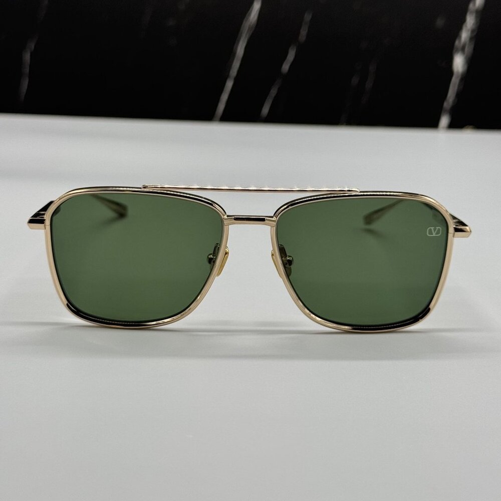 NEW VALENTINO VLS-168A GOLD GREEN UNISEX SUNGLASSES - Picture 2 of 10